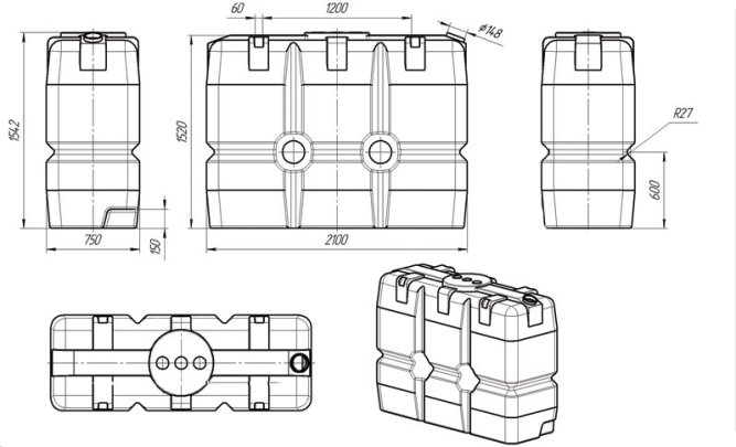 Емкость Экопром SK 2000 л синяя