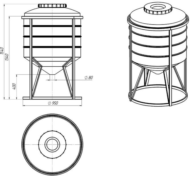 Емкость ФМ 500 белый в обрешетке (1540х 990х 990)