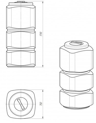 Емкость L 750 синий (1710х 750х 750)