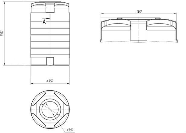 Емкость T 500 л синяя (1295х 755х 755)