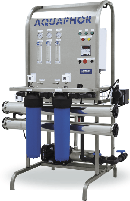 Система обратного осмоса AQUAPHOR APRO-L-500-G-D-F SST (PLC Createc, Grundfos, с дозатором)